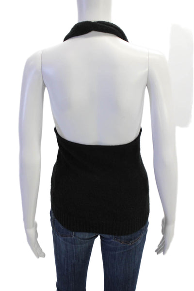 Musier Women Black Sleeveless Tank Top Designer Alpaca Wool Blend Size 34