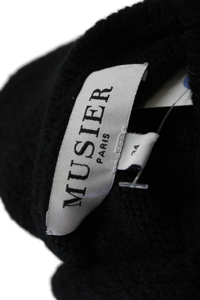 Musier Women Black Sleeveless Tank Top Designer Alpaca Wool Blend Size 34