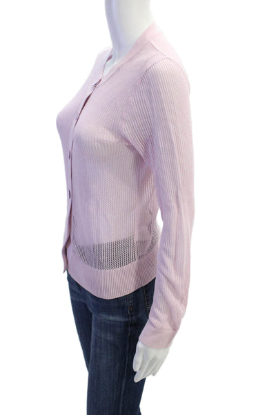 J Crew Womens Pink Cotton Button Cardigan Crew Neck Solid Size S