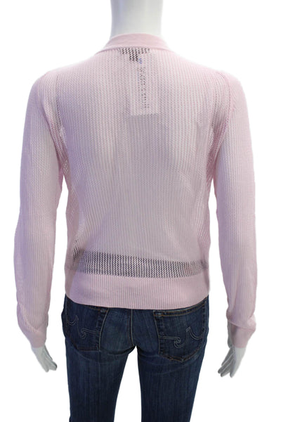 J Crew Womens Pink Cotton Button Cardigan Crew Neck Solid Size S