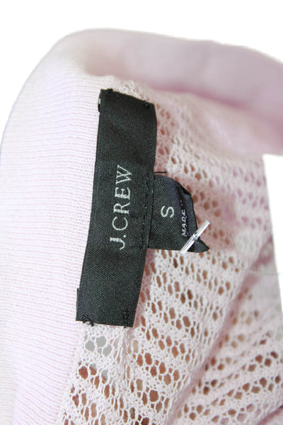 J Crew Womens Pink Cotton Button Cardigan Crew Neck Solid Size S