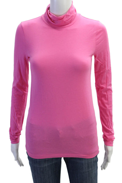 J Crew Women Basic Turtleneck Cotton Long Sleeve T-Shirt Pink Size XS