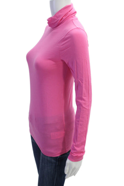 J Crew Women Basic Turtleneck Cotton Long Sleeve T-Shirt Pink Size XS