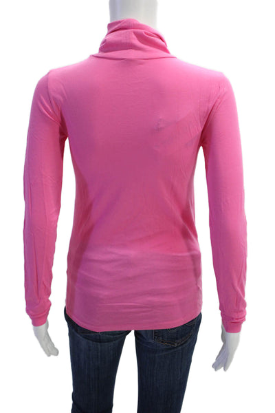 J Crew Women Basic Turtleneck Cotton Long Sleeve T-Shirt Pink Size XS