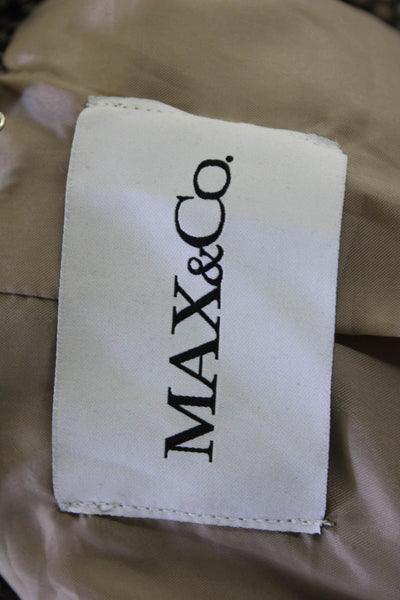 Max & Co Womens Biker Motorcycle Jacket Beige Animal Print Collared Size 4