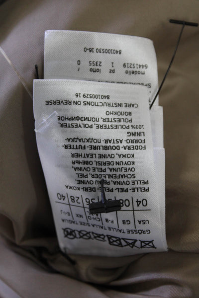 Max & Co Womens Biker Motorcycle Jacket Beige Animal Print Collared Size 4