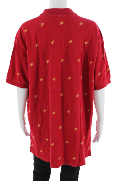 Polo Ralph Lauren Men Red Cotton Animal Print Polo Short Sleeve Size XL