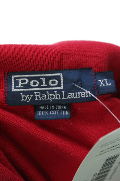 Polo Ralph Lauren Men Red Cotton Animal Print Polo Short Sleeve Size XL