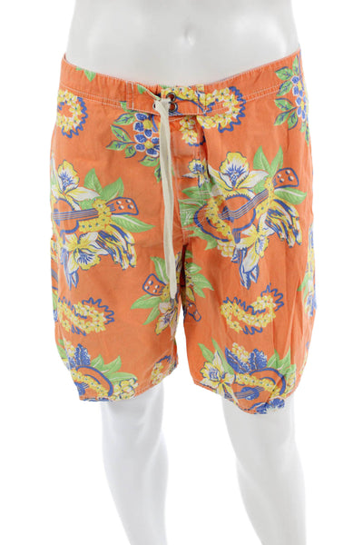 Polo Ralph Lauren Men Bermuda Orange Floral Cotton Drawstring Size 36