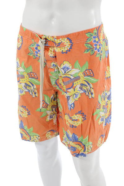 Polo Ralph Lauren Men Bermuda Orange Floral Cotton Drawstring Size 36