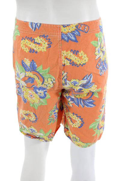 Polo Ralph Lauren Men Bermuda Orange Floral Cotton Drawstring Size 36