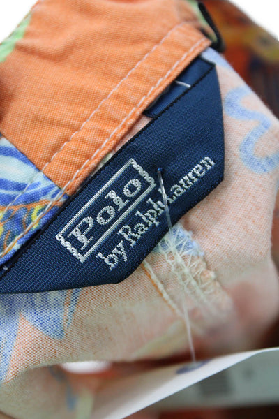Polo Ralph Lauren Men Bermuda Orange Floral Cotton Drawstring Size 36