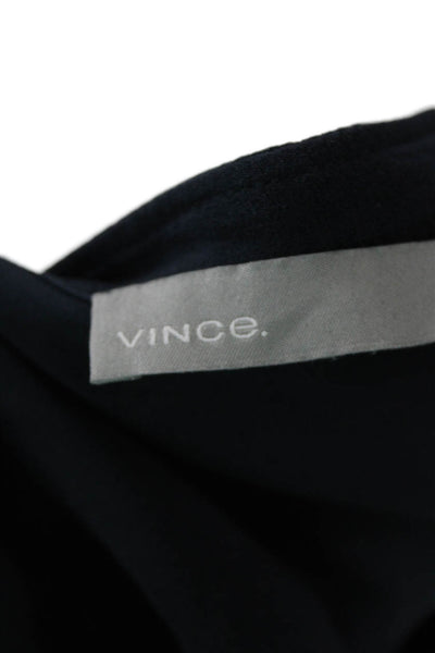 Vince Women Sleeveless Silk Tunic Crew Neck Dark Blue Size M