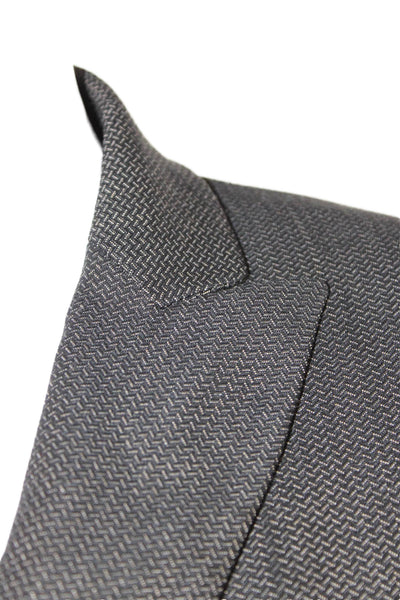 Antonio Melani Women Dark Gray Herringbone Button Collared Blazer Size 0
