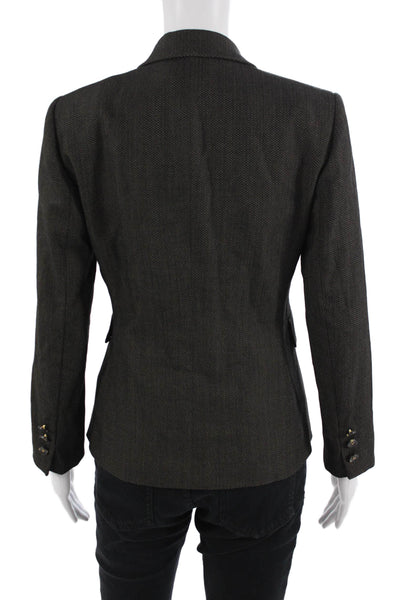 Antonio Melani Women Dark Gray Herringbone Button Collared Blazer Size 0