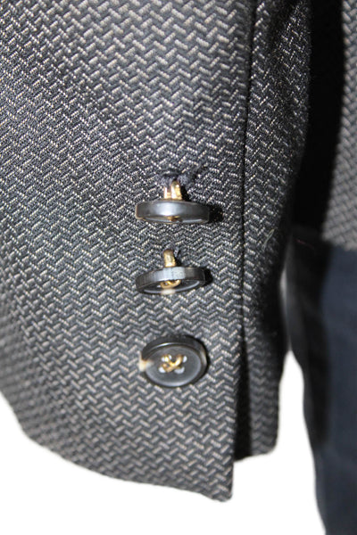 Antonio Melani Women Dark Gray Herringbone Button Collared Blazer Size 0