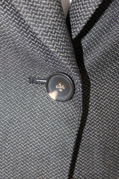Antonio Melani Women Dark Gray Herringbone Button Collared Blazer Size 0