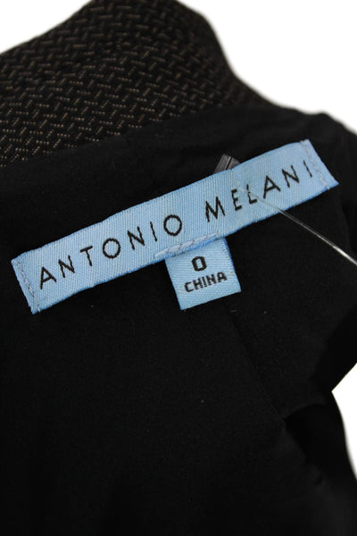 Antonio Melani Women Dark Gray Herringbone Button Collared Blazer Size 0