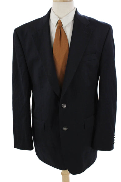 Michael Michael Kors Mens Dark Blue Wool Blazer Button Collared Size 42