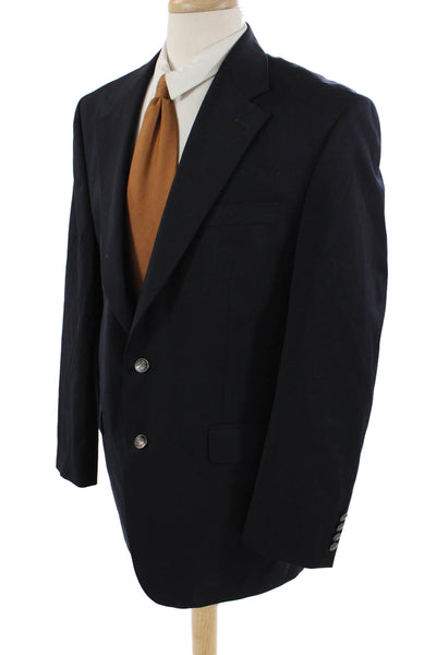 Michael Michael Kors Mens Dark Blue Wool Blazer Button Collared Size 42