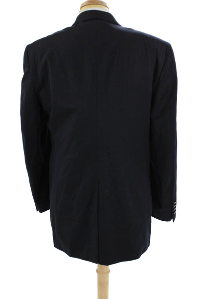 Michael Michael Kors Mens Dark Blue Wool Blazer Button Collared Size 42