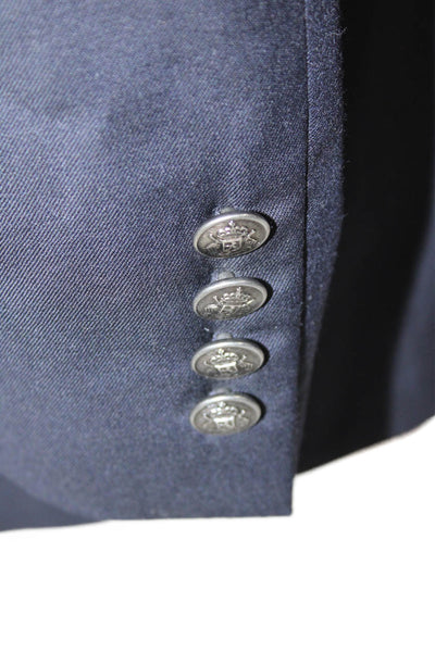 Michael Michael Kors Mens Dark Blue Wool Blazer Button Collared Size 42
