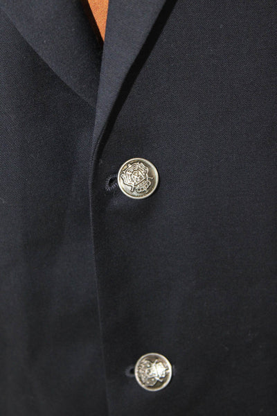 Michael Michael Kors Mens Dark Blue Wool Blazer Button Collared Size 42