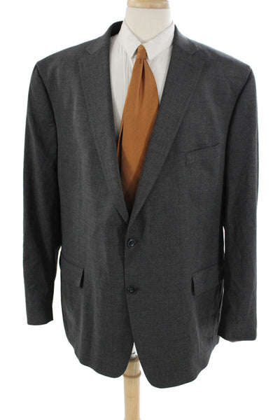 Michael Kors Men Dark Gray Check Suit Jacket Collared Button Size 52