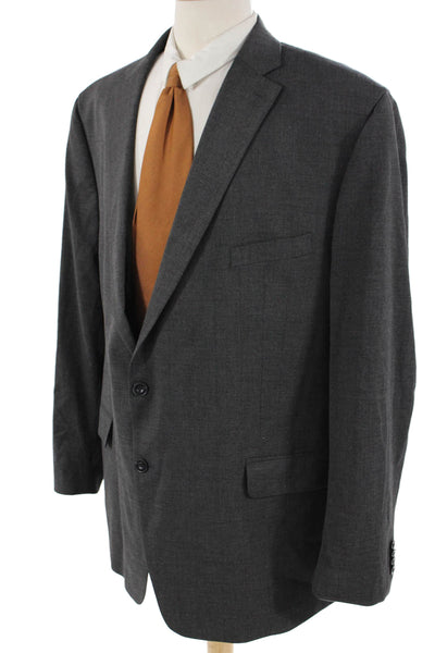Michael Kors Men Dark Gray Check Suit Jacket Collared Button Size 52