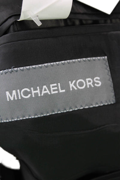 Michael Kors Men Dark Gray Check Suit Jacket Collared Button Size 52