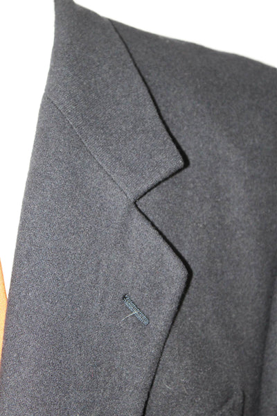 Oscar de la Renta Mens Dark Blue Wool Cashmere Blazer Collared Button Size 50