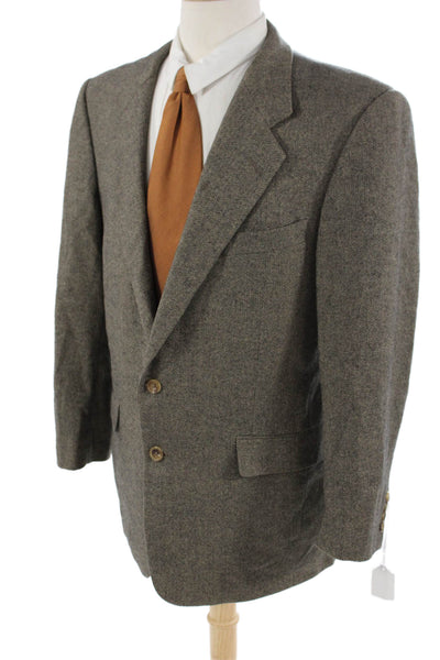 Hickey Freeman Mens Brown Herringbone Lambswool Cashmere Sport Coat Size 42