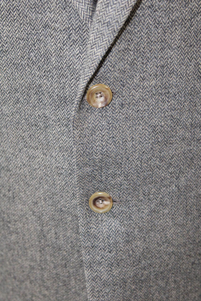 Hickey Freeman Mens Brown Herringbone Lambswool Cashmere Sport Coat Size 42