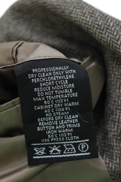 Hickey Freeman Mens Brown Herringbone Lambswool Cashmere Sport Coat Size 42