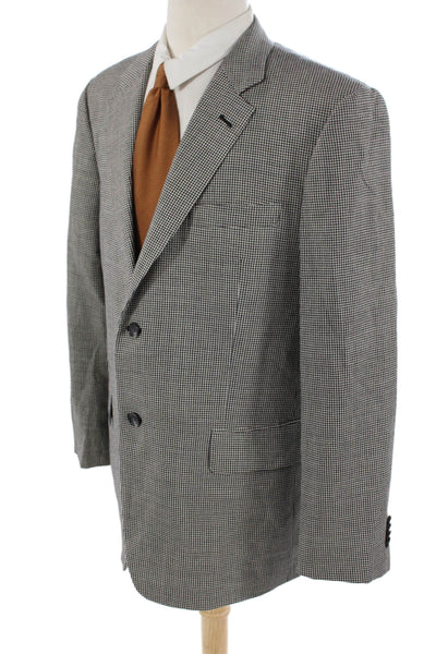 John W. Nordstrom Mens Black Checked Silk Wool Sport Coat Size 44