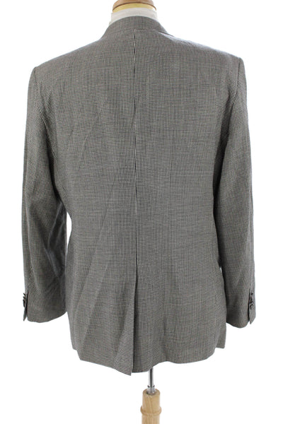 John W. Nordstrom Mens Black Checked Silk Wool Sport Coat Size 44