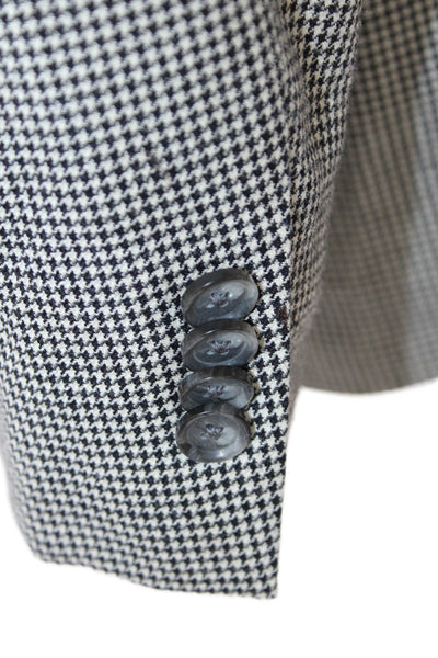John W. Nordstrom Mens Black Checked Silk Wool Sport Coat Size 44