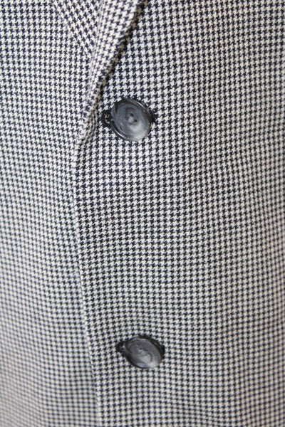 John W. Nordstrom Mens Black Checked Silk Wool Sport Coat Size 44