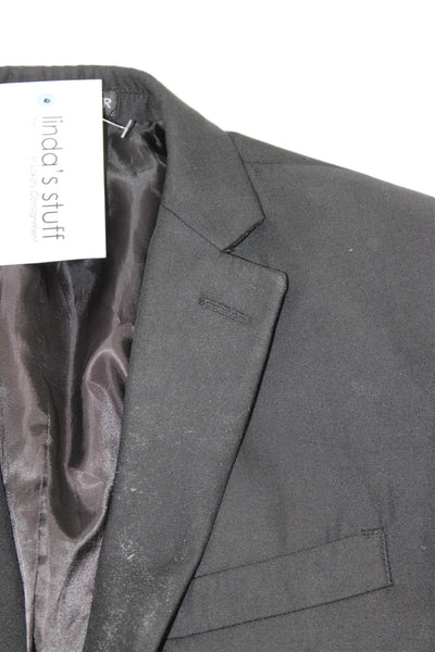 Marks & Spencer Mens Classic Black Collared Button Blazer 100% Asetad Size 46