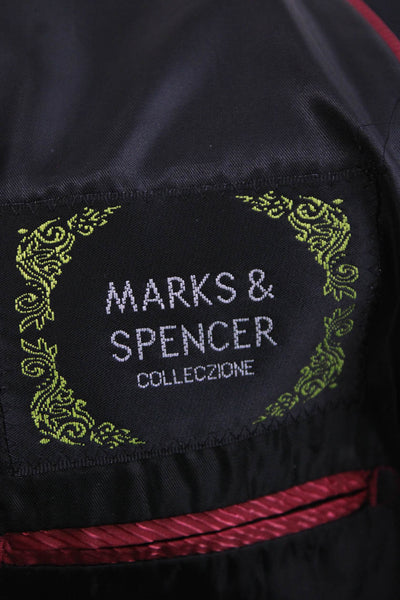 Marks & Spencer Mens Classic Black Collared Button Blazer 100% Asetad Size 46