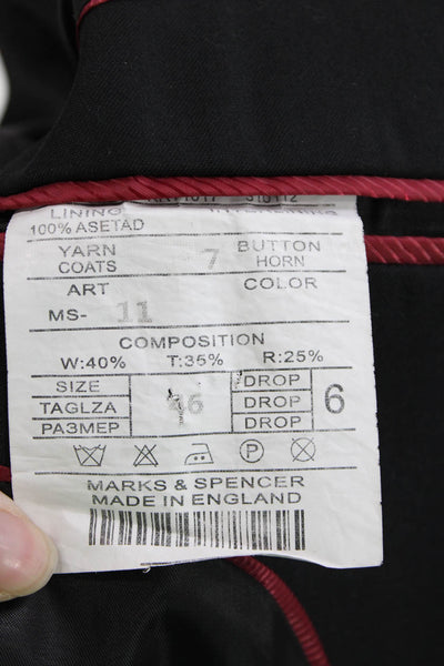 Marks & Spencer Mens Classic Black Collared Button Blazer 100% Asetad Size 46