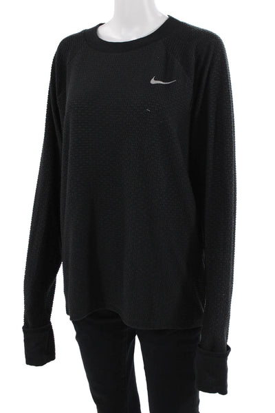 Nike Unisex Pullover Sweatshirt Black Crew Neck Long Sleeve Size L