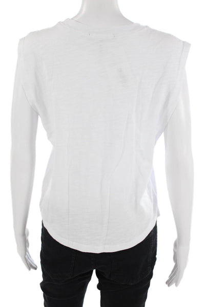 Marissa Webb Womens Basic Sleeveless Cotton T-Shirt White Crew Neck Size M