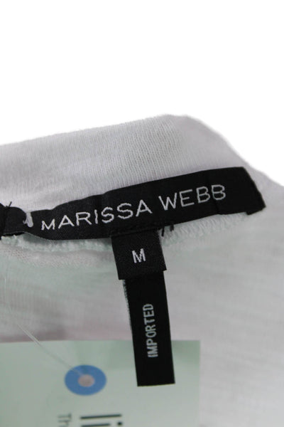Marissa Webb Womens Basic Sleeveless Cotton T-Shirt White Crew Neck Size M