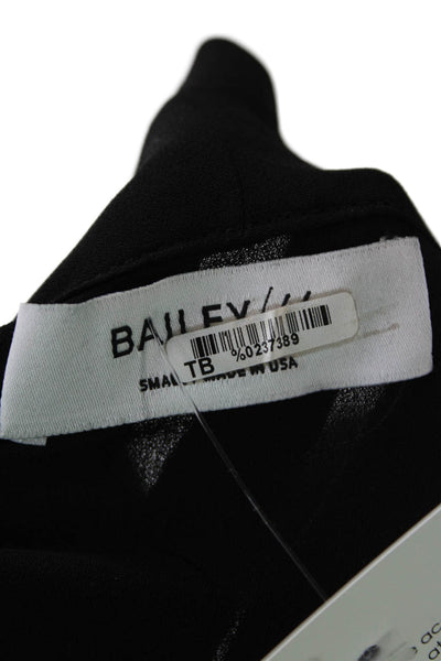 Bailey 44 Women Black Polyester High Neck Long Sleeve Blouse Tie Closure Size M