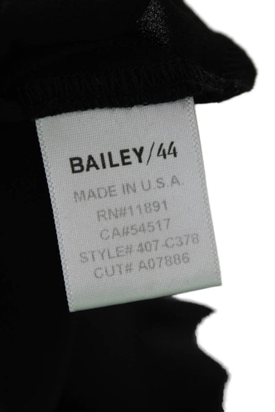 Bailey 44 Women Black Polyester High Neck Long Sleeve Blouse Tie Closure Size M