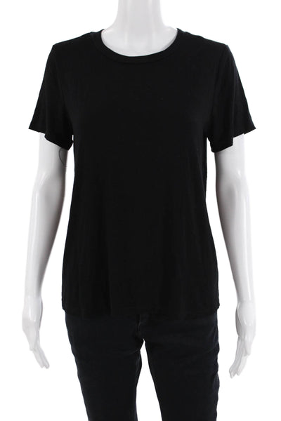 Bailey 44 Women Basic Black Cotton Blend Crew Neck Short Sleeve Tee Size M