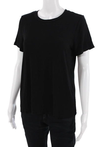 Bailey 44 Women Basic Black Cotton Blend Crew Neck Short Sleeve Tee Size M