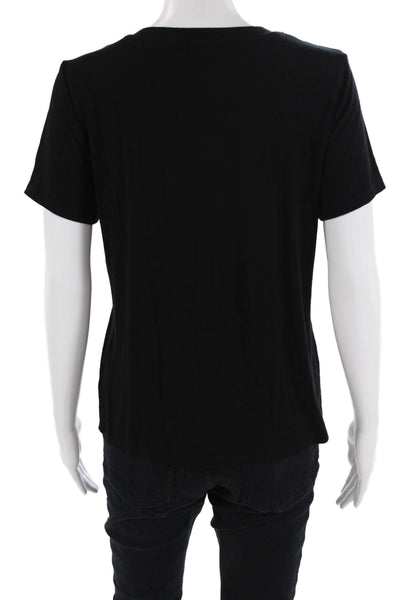 Bailey 44 Women Basic Black Cotton Blend Crew Neck Short Sleeve Tee Size M