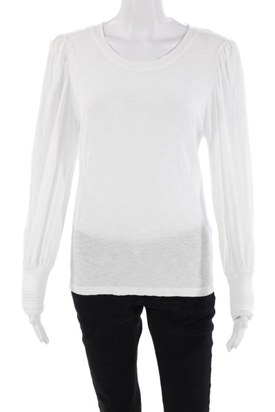 Nation LTD Womens Long Sleeve Basic Jersey T-Shirt Crew Neck White Size M